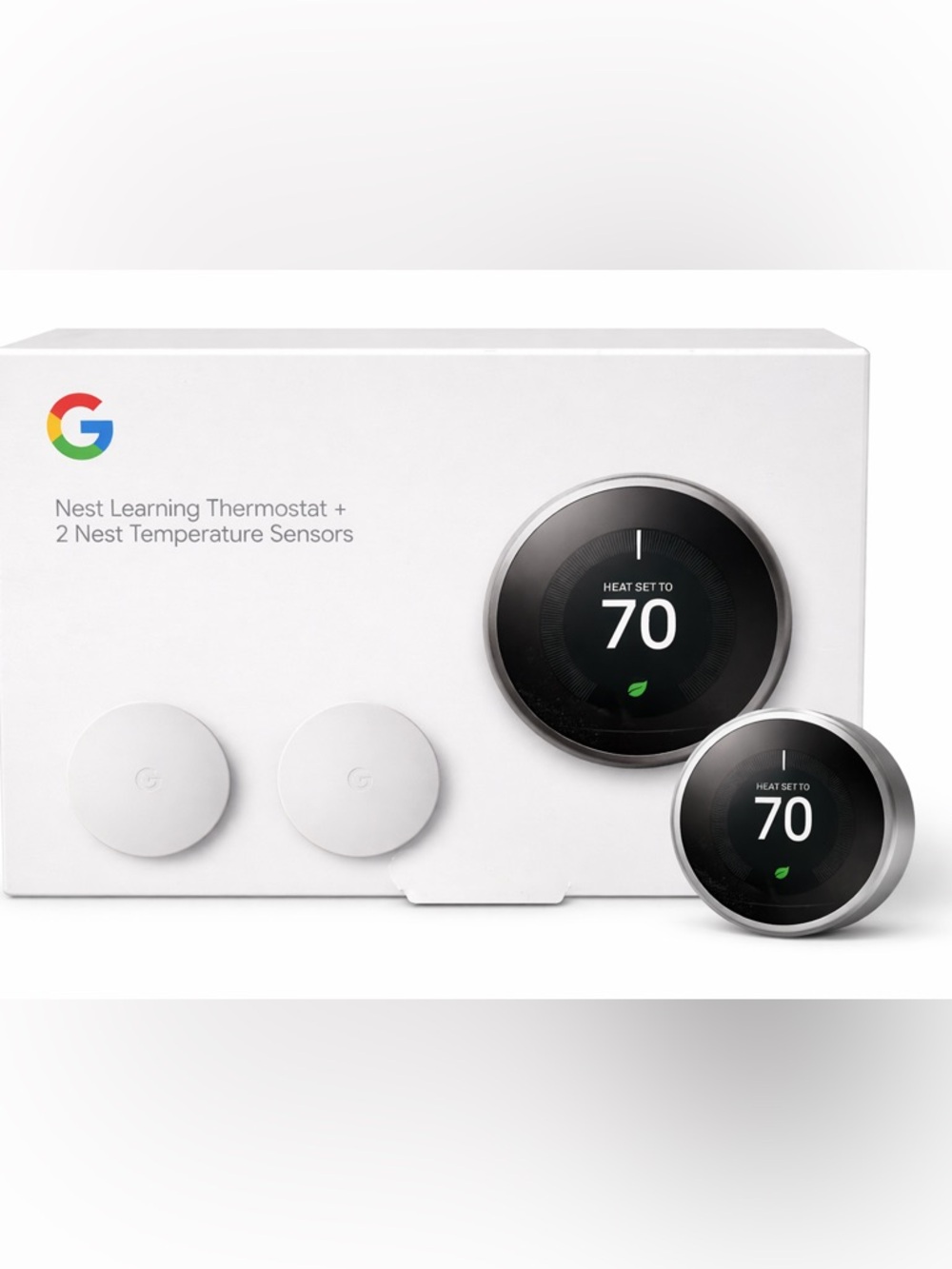 Google Nest Learning Thermostat 3rd Gen + 2 Sensors Smart WiFi